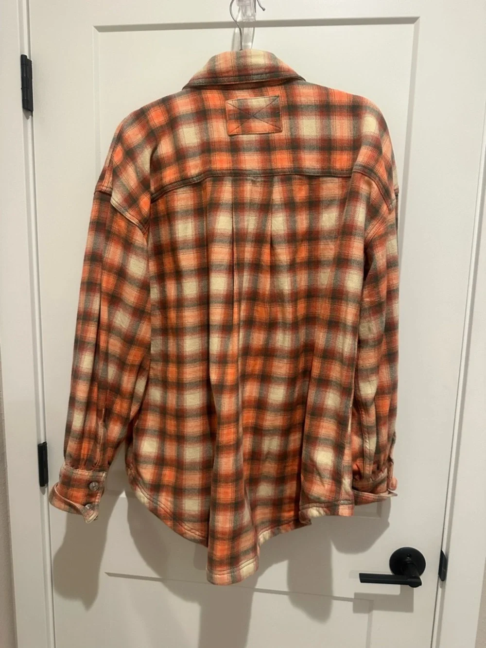 We The Free Orange and Cream Plaid Button-Down Shirt